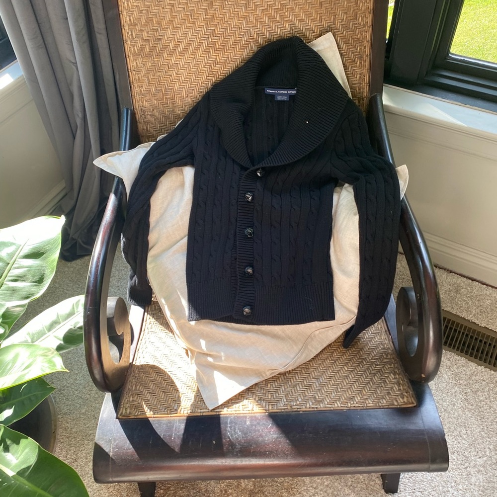 Ralph Lauren Sport Black Cable Knit Cardigan